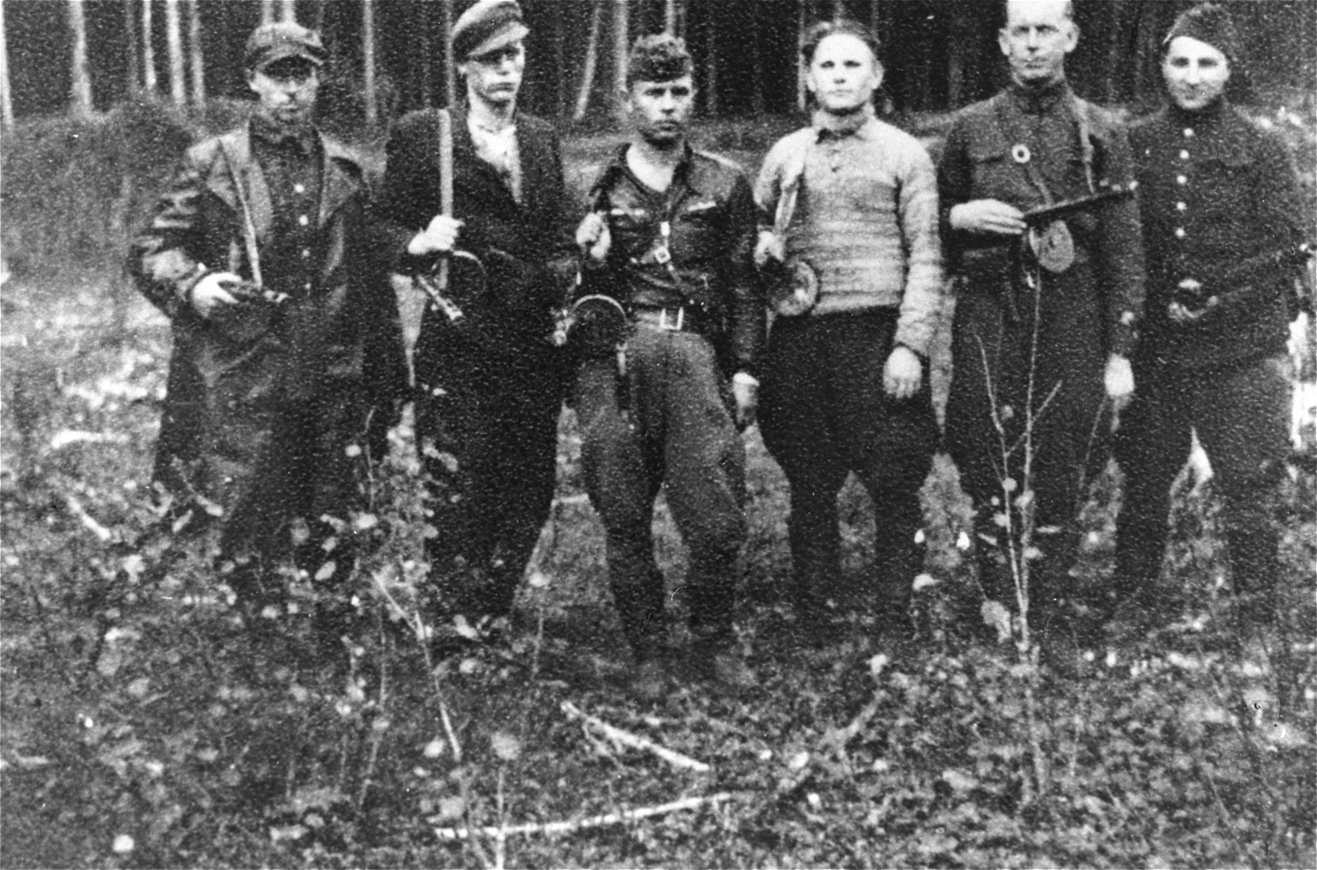 A group of Jewish partisans in the Rudnicki Forest, near Vilnius, sometime between 1942 and 1944. Credit: United States Holocaust Memorial Museum