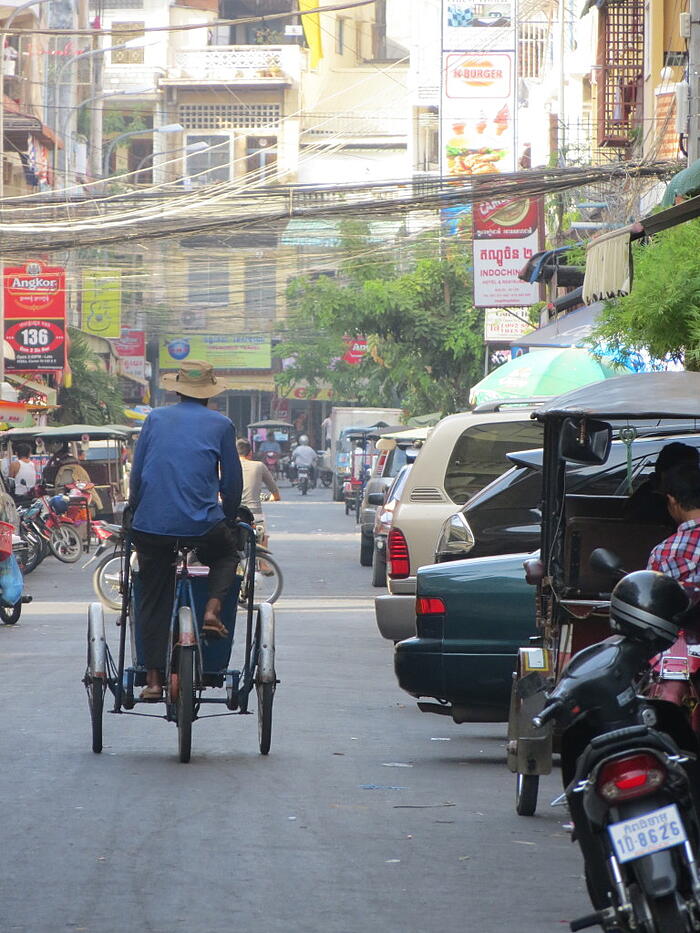 Walking through the streets of downtown Phnom Penh. (Jessica Lander)