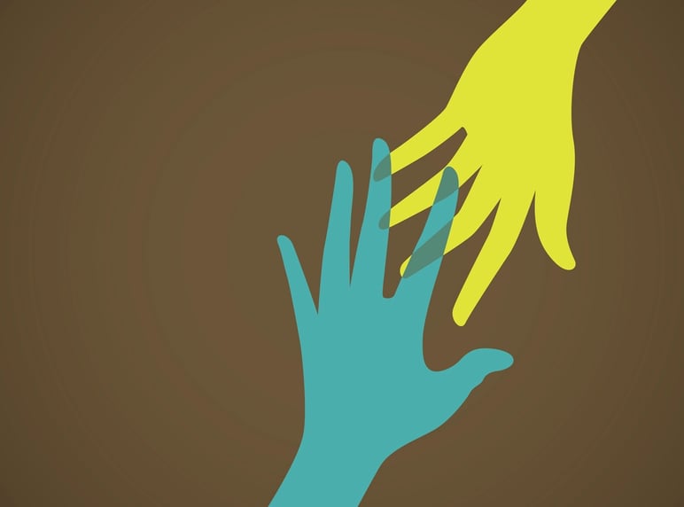 Stock image of hands touching