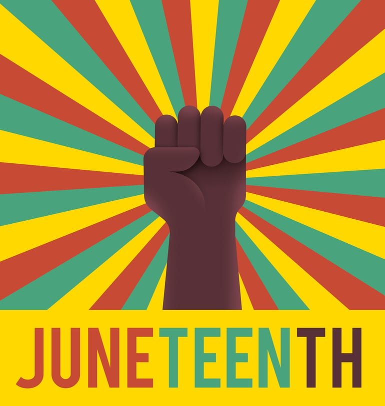 Fist with the word "Juneteenth"