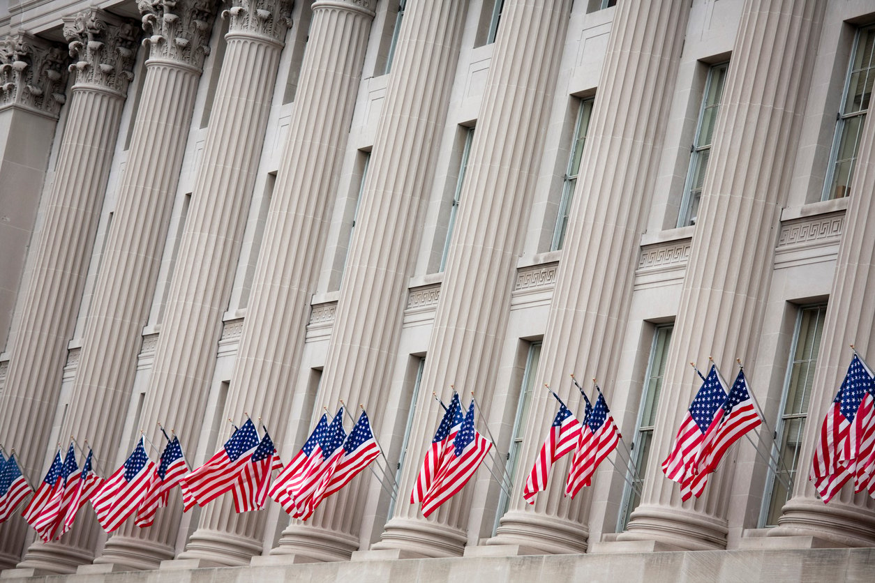 Flags posted for Barack Obama's presidential inauguration.