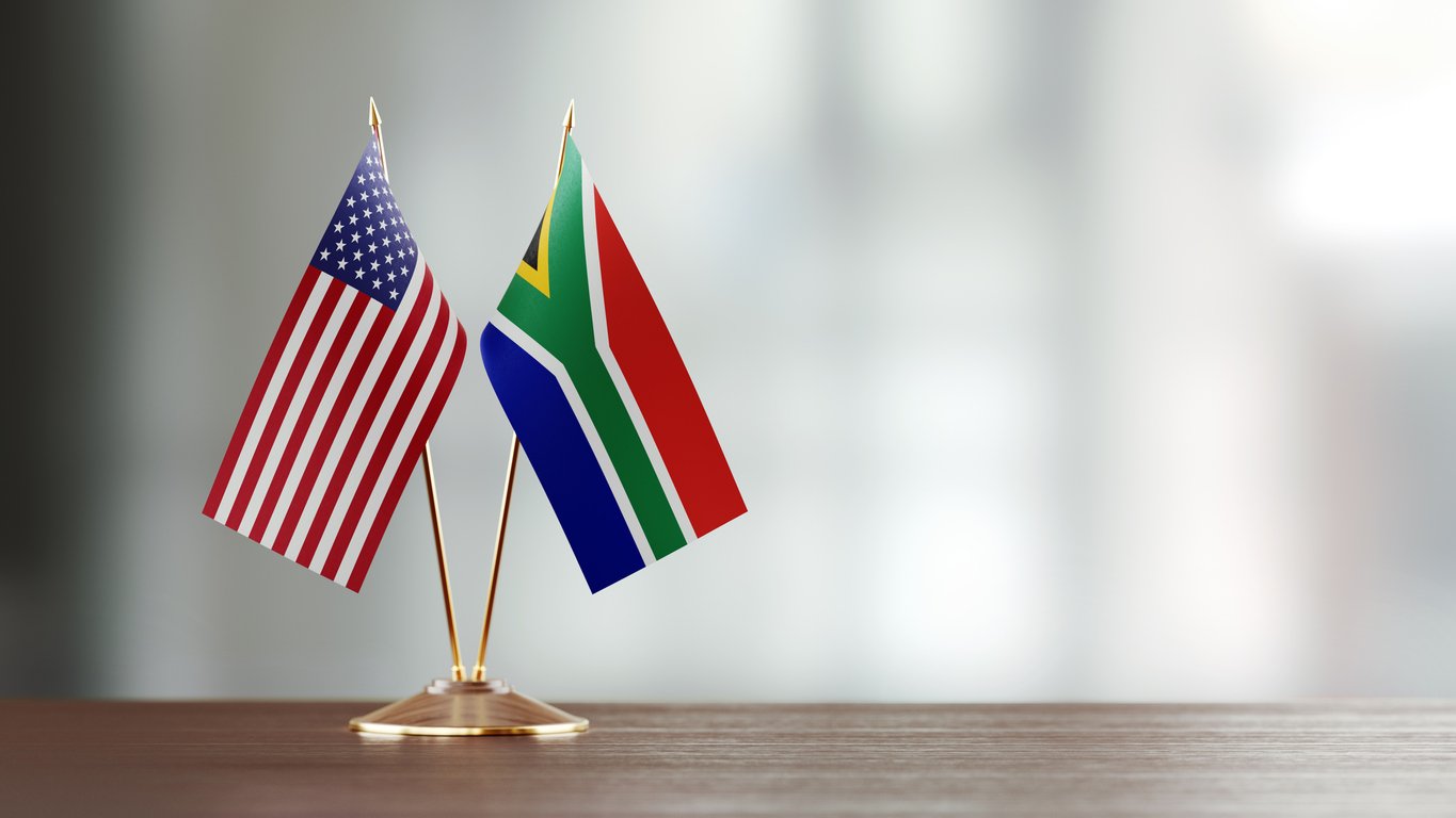 Flags of United States and South Africa