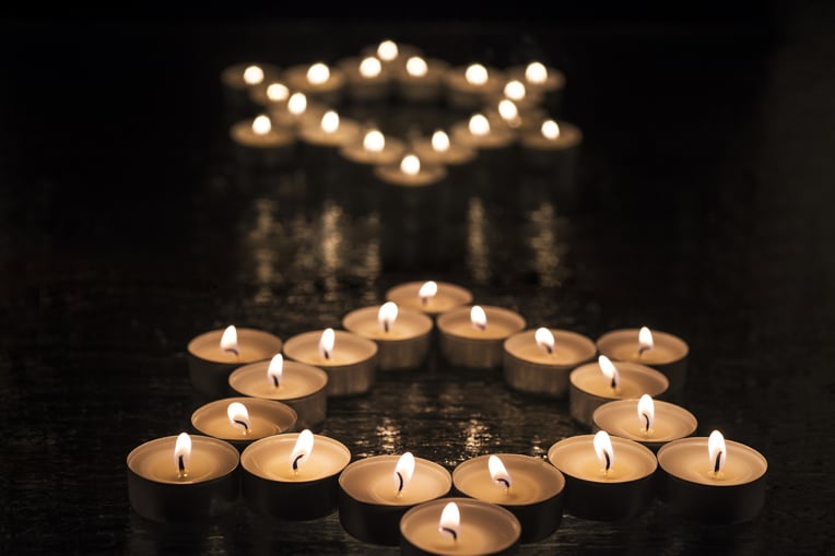 Candles arranged in the shape of the Star of David